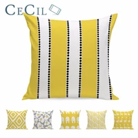 yellow stripe pillow cotton linen animal elephant cushion cover giraffe geometric rhombus modern sofa decor pillow case 4545