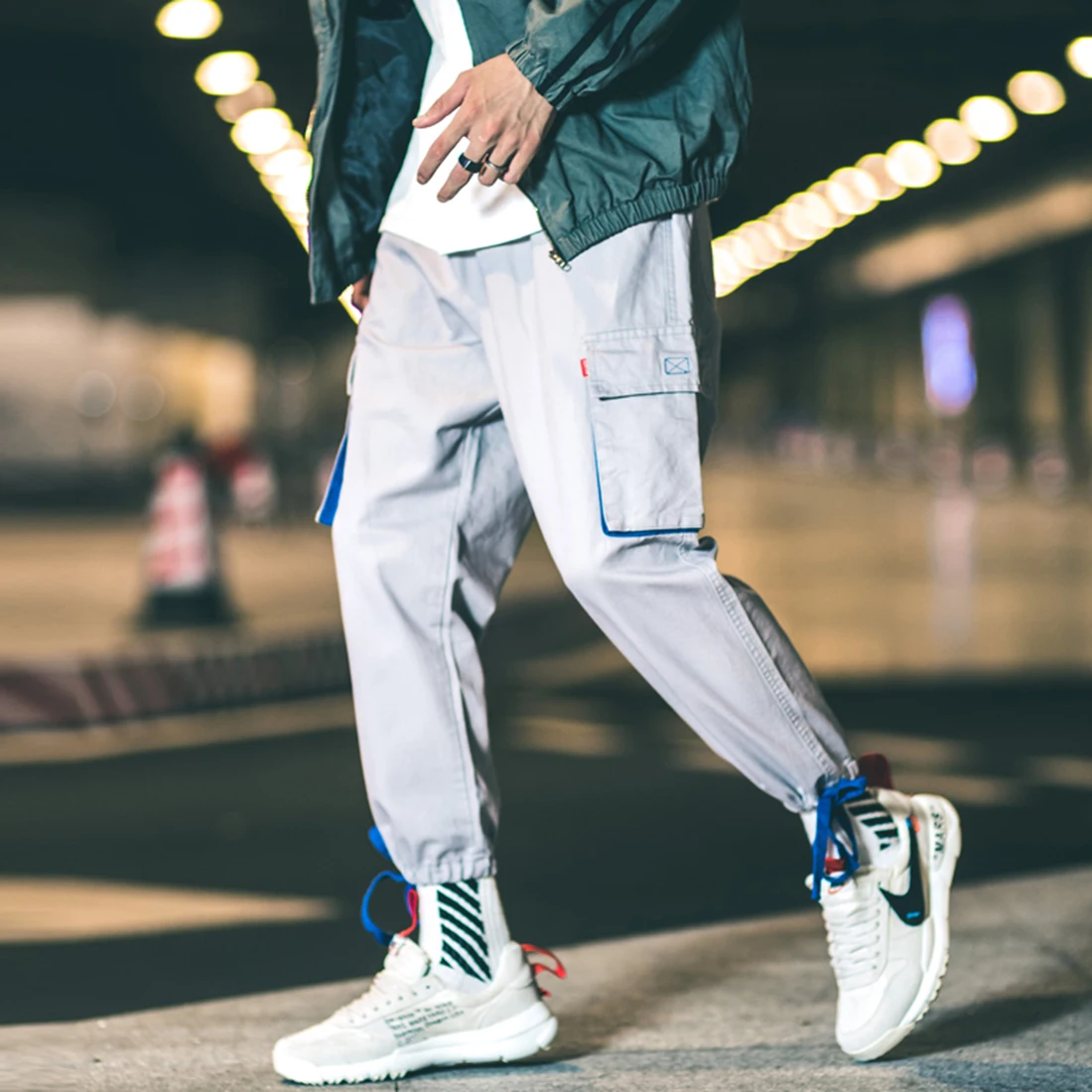 Aelfric Eden модные мужские Штаны карго Jogger боковые цветные накладные карманы 2018 High