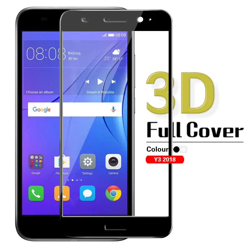 3D протектор экрана из закаленного стекла для Huawei Y3 Y5 Y6 Y7 Prime Y7 Pro Y9 2018 CAG-L02 CAG-L03 CAG-L22 CAG-L23 DRA-L21 DRA-LX3 ATU-L11 LDN-L21