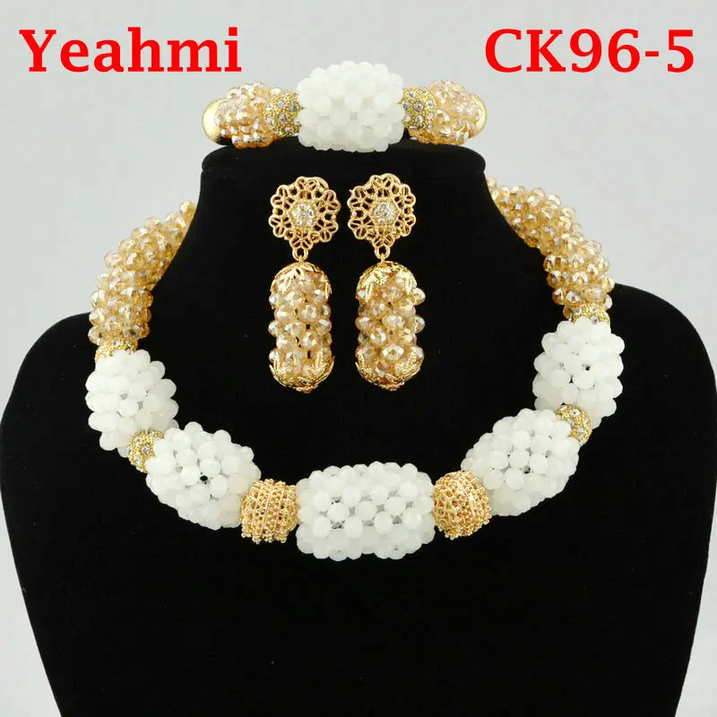 

African Beads Jewelry Set 2018 Nigerian Wedding African Beads for Brides Party Bridal Jewelry Set Free Shipping CK96-1