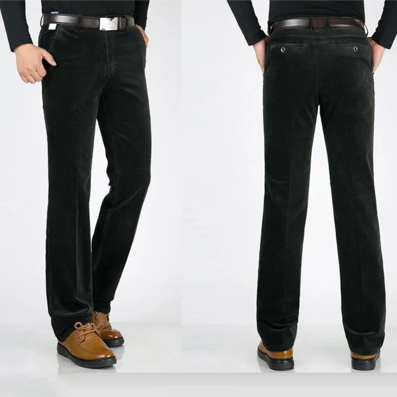 

Winter Thick Men's Corduroy Casual pants High waist Loose Stretch Men's pants Corduroy Middle-aged Men's Straight trousers