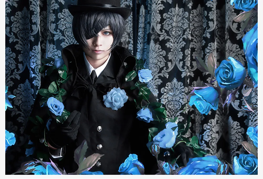 VEVEFHUANG Ciel Phantomhive Cos Хэллоуин вечерние японский смокинг аниме платье мужские и женские сапоги для косплея Темный Дворецкий Косплей Kuroshitsuji Костюм