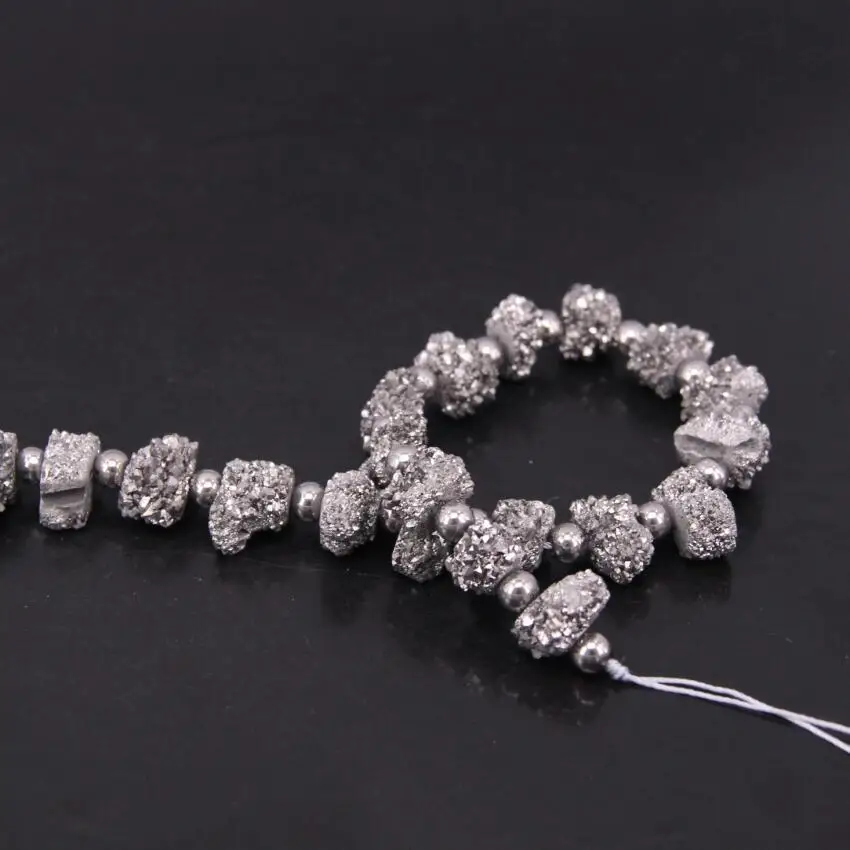 AAA Grade 15 5 &quotнитей Silvers Титан Druzy Quartz Geode Nugget кусочки свободные бусы сырой Кристалл