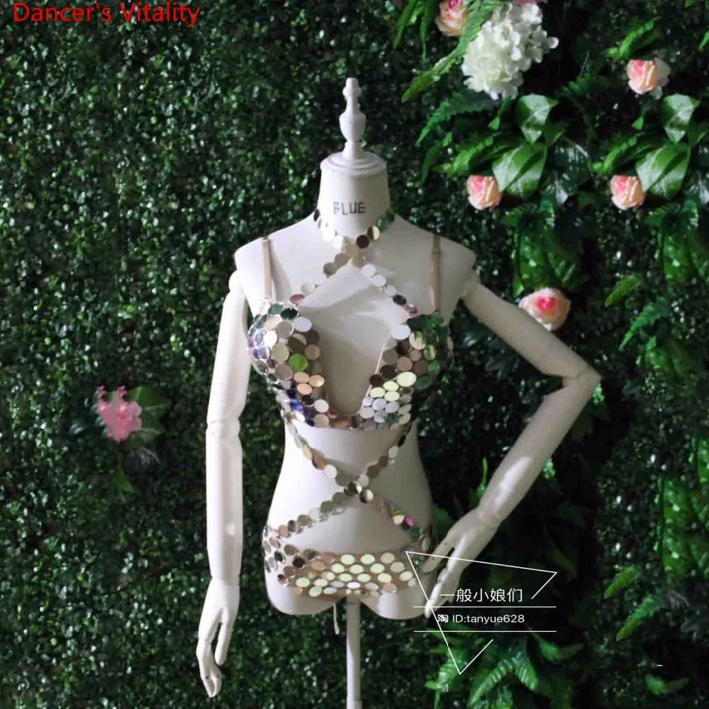 Late-night Show Sexy Alloy Sequin Bikini Nightclub Bar DJ DS Female Singer Pole Jazz Dance Performance Suit Clothes Outfits |