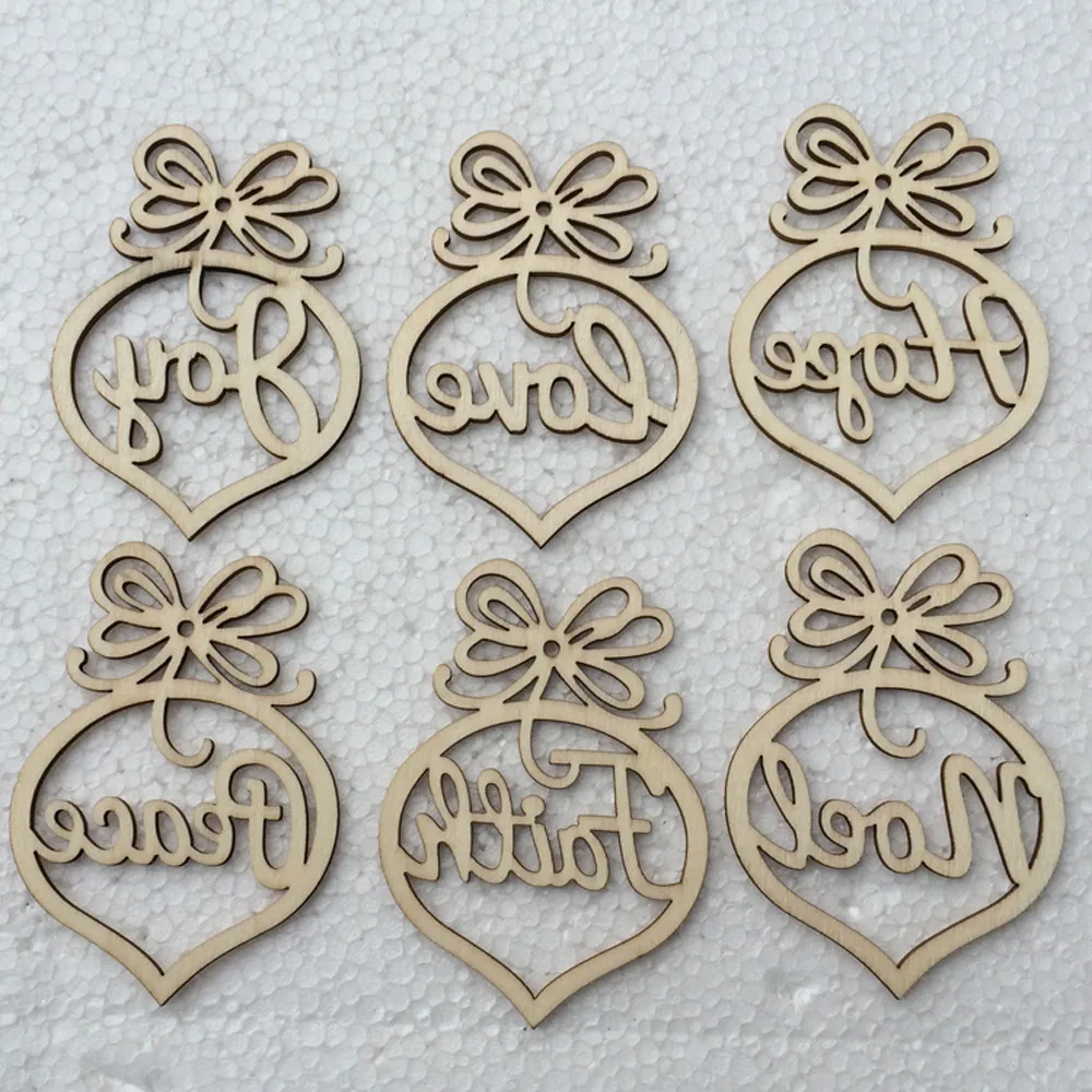 6Pcs Merry Christmas Decorations Wooden Hollow Ornament Tree Hanging Pendant Decoration Enfeites Natal H5 | Дом и сад