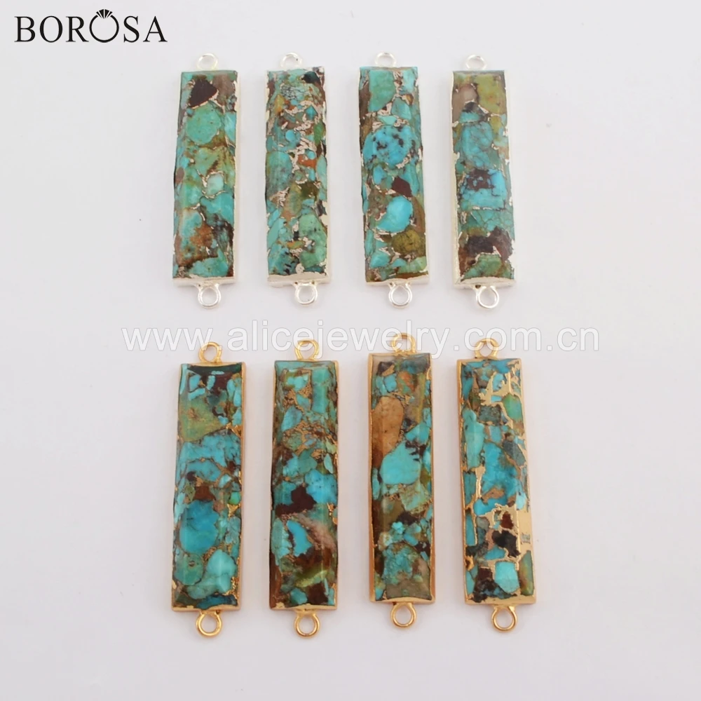 Набор ювелирных изделий BOROSA прямоугольник золотой цвет медный бирюзовый