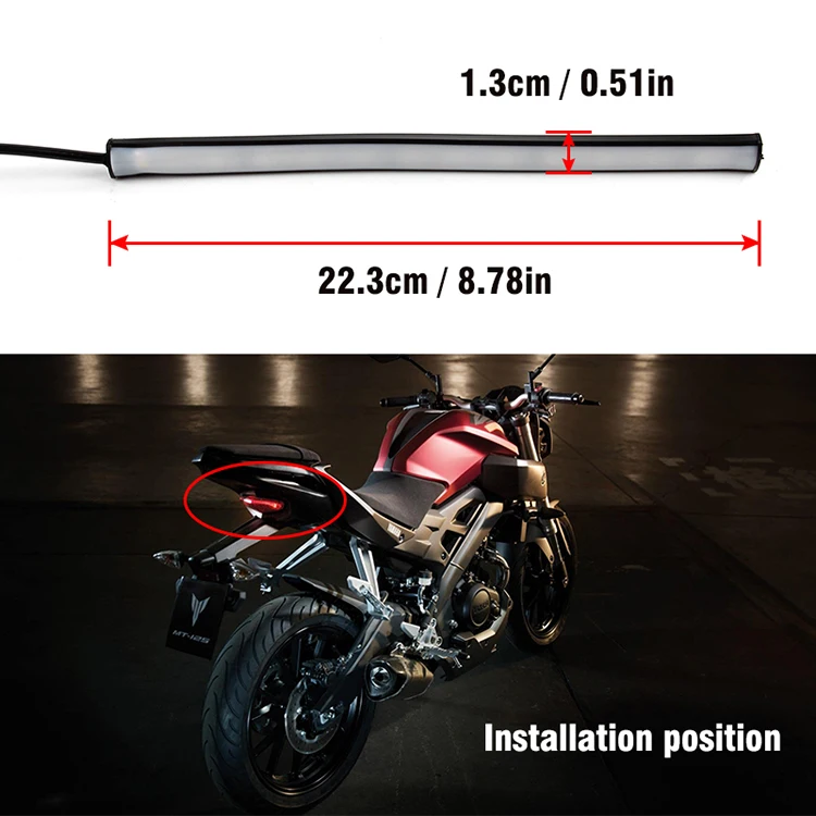 OKEEN 1 шт. 23 см светодиодный стоп сигнальный светильник для moto rcycle RGB последовательный бег, тормозной задний светильник, Интегрированный сигнал поворота