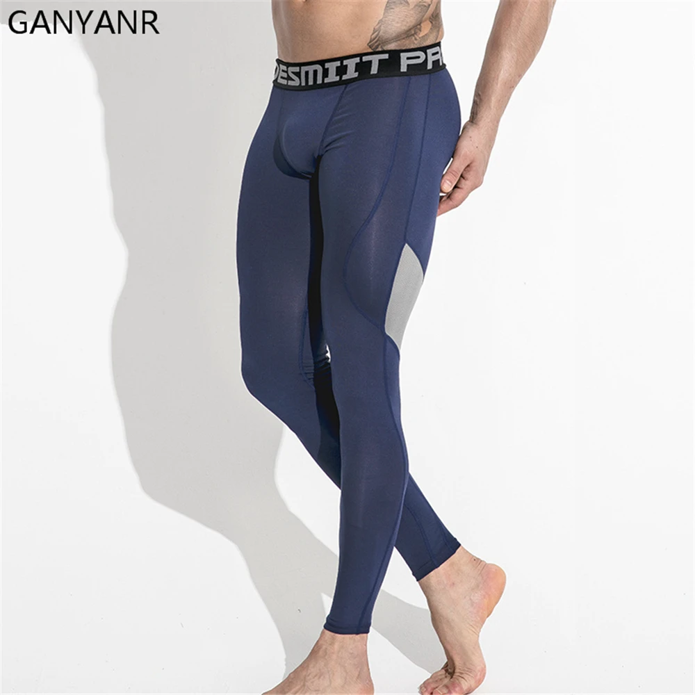 Мужские трико для бега GANYANR длинные облегающие штаны баскетбола фитнеса