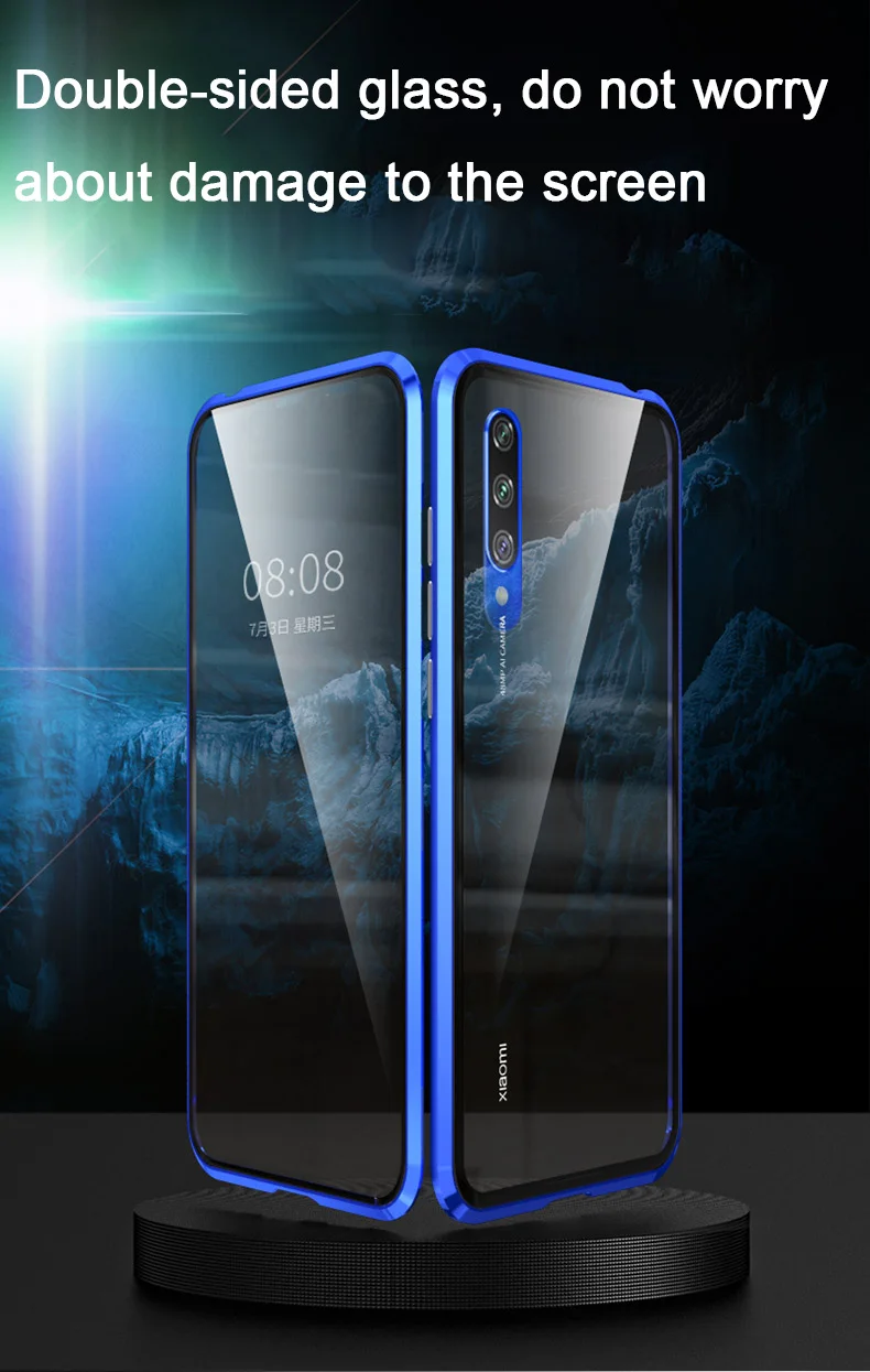 Магнитный чехол для Xiao mi redmi Note 7 Pro, передний+ задний двухсторонний чехол из закаленного стекла для redmi K20 Pro 7A A2 mi 9T CC9, металлический бампер