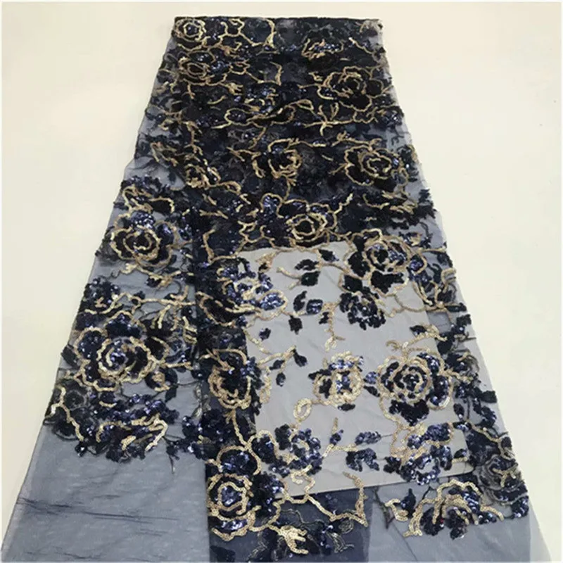 2019 Hot Sale Black Embroidered African Lace Fabric High Quality With sequins French Net Guipure Fabrics red gold green | Дом и сад