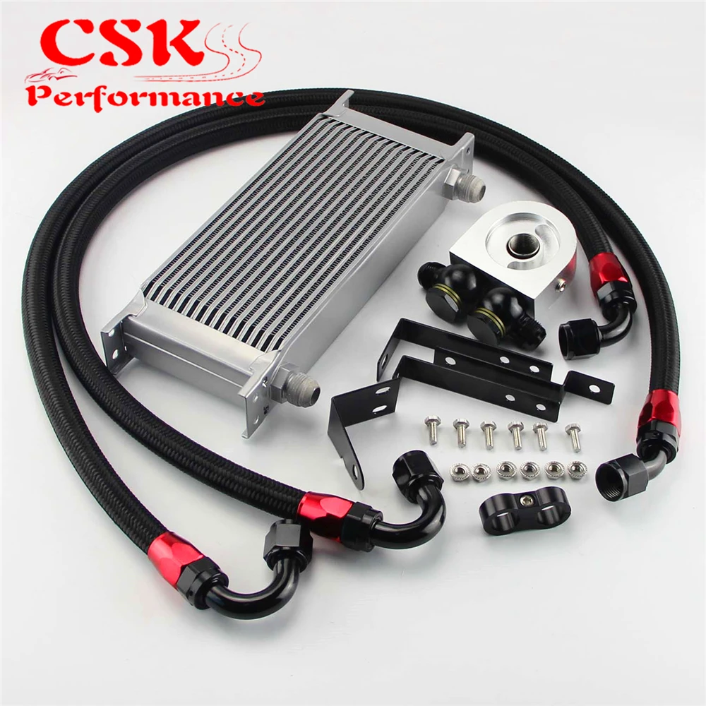 Алюминиевый 16 рядный масляный радиатор двигателя с адаптером фильтра подходит