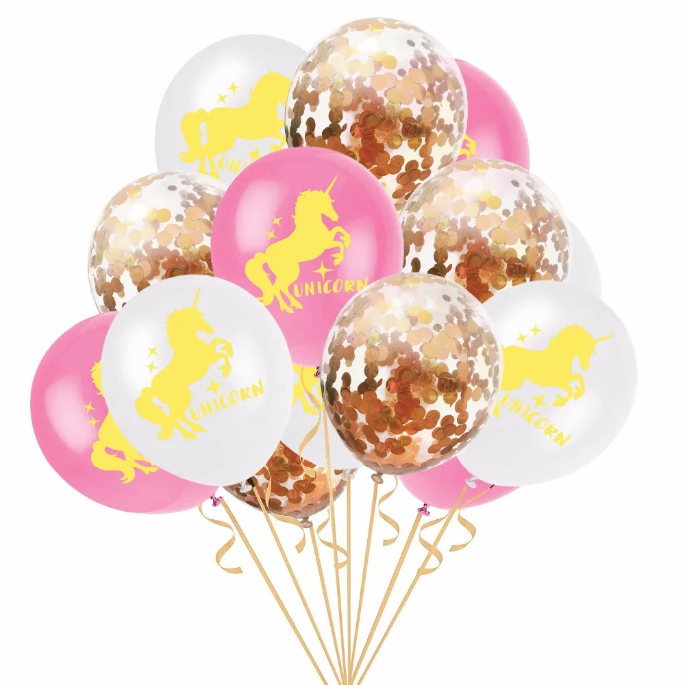 15pcs Unicorn Balloons Confetti Transparent Latex for Party Decoration Birthday Wedding Baby Shower Decor | Дом и сад