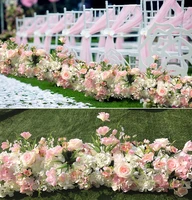 pink wedding pavillion flowers strips square canopy flower decoration wedding decoration 4m x 24cm flower runner aisle decor