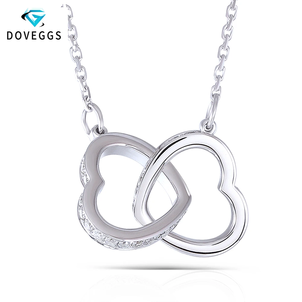 Ожерелье DovEggs из натурального муассанита в форме сердца с блокировкой белого