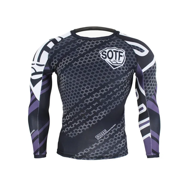 Мужской Боксерский набор для MMA Fightwear, компрессионный Джерси, штаны с шестигранным принтом, Рашгард для кикбоксинга, плотная длинная футболка, брюки