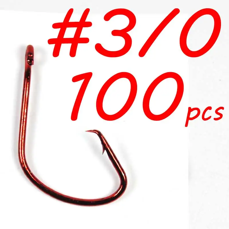 100pcs Size 3I0 Red 100 шт. рыболовные крючки, 7381, черный, красный цвет, рыболовные крючки для морской воды, спортивные круглые рыболовные крючки, цена, рыболовные снасти, 3/0, 4/0, 5/0 - Цвет: 100pcs Size 3I0 Red