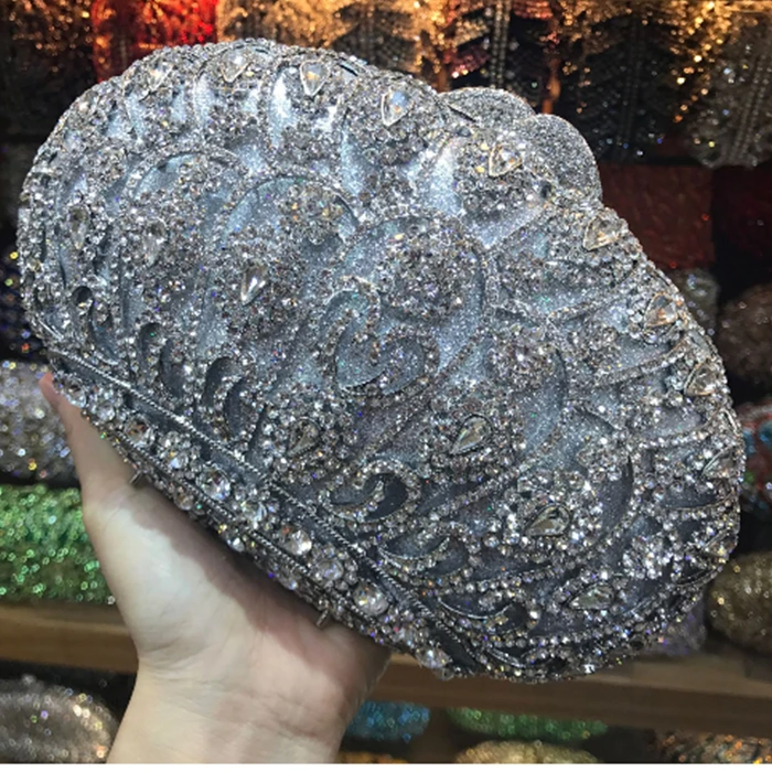 

pink lantern Diamond Women Clutch Wedding Evening Bag Handbag clutch mini night Purse Shoulder Bag Party Crossbody messenger Bag