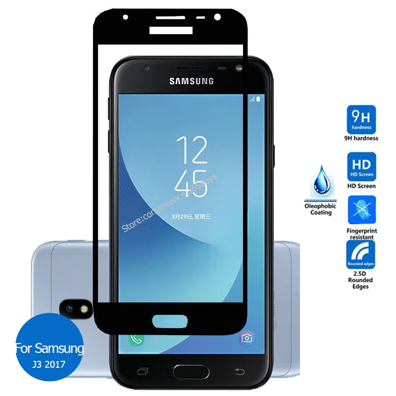 

For Samsung Galaxy J3 2017 Full Cover Tempered Glass Screen Protector 9h Safety Protective Film On J 3 Pro 330F J330F Sm-J330F