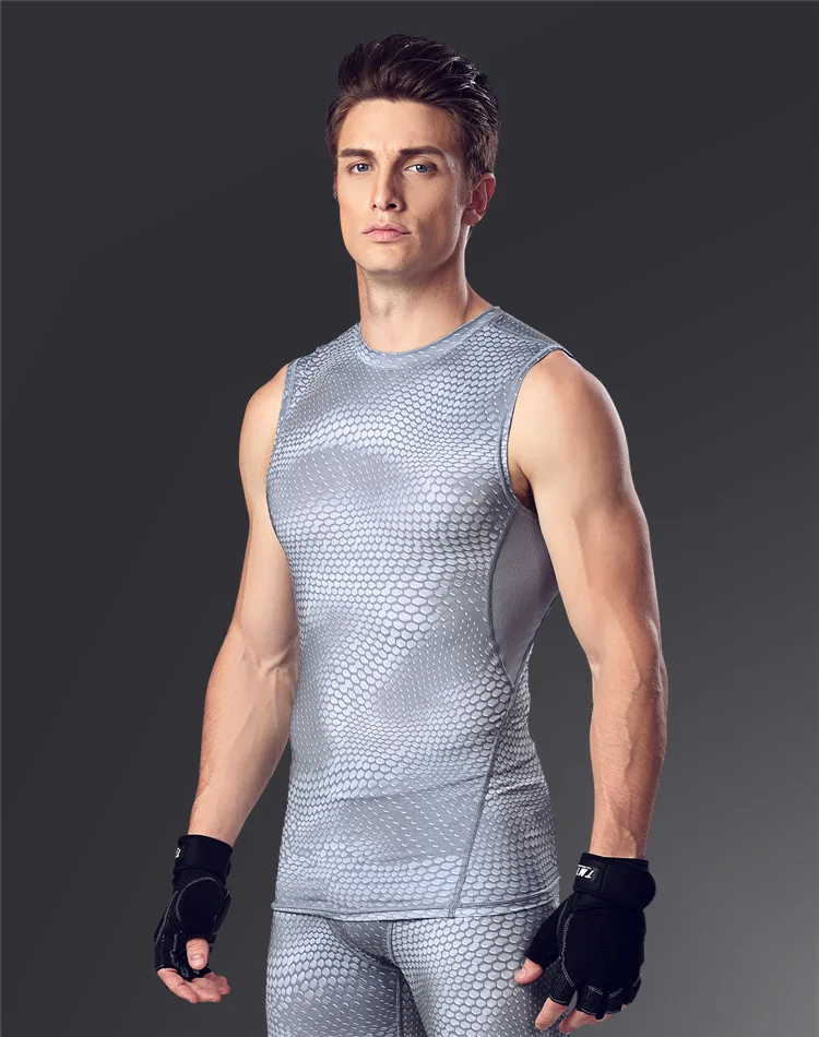 

Menfolk Sleeveless gym tees Compression Tights Breathable Dry Quick gym t shirt for male Sport Running Shirts M L XL