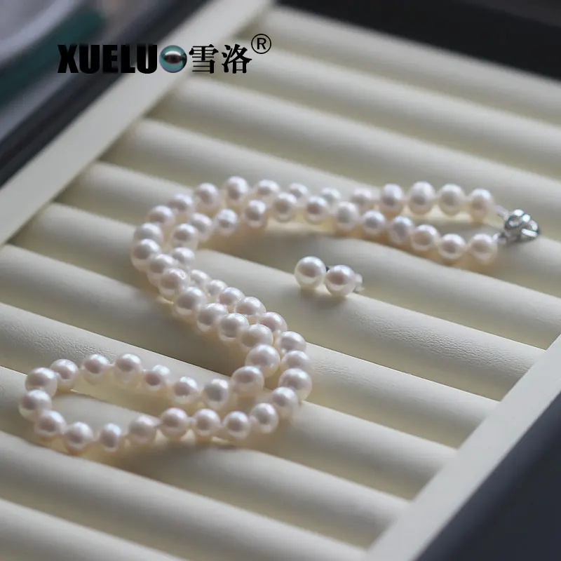 XUELUO 7-8mm Classic Natural Round Freshwater Pearl Necklace / Earrings Sets Normal Quality Jewelery | Украшения и аксессуары