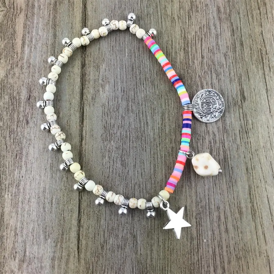 2018 Fashion Anklet Boho Beads stone metal Anklets blue Foot Chain Beach Jewelry fashion for holiday vacation | Украшения и