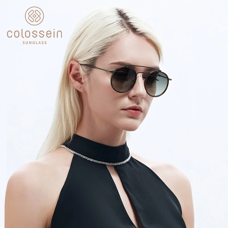 COLOSSEIN солнцезащитные очки Для женщин Мода ретро круглые двойной переносицей