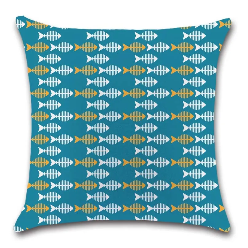 Чехол для подушки в морском стиле с желтыми волнами и полосками|Наволочки| |