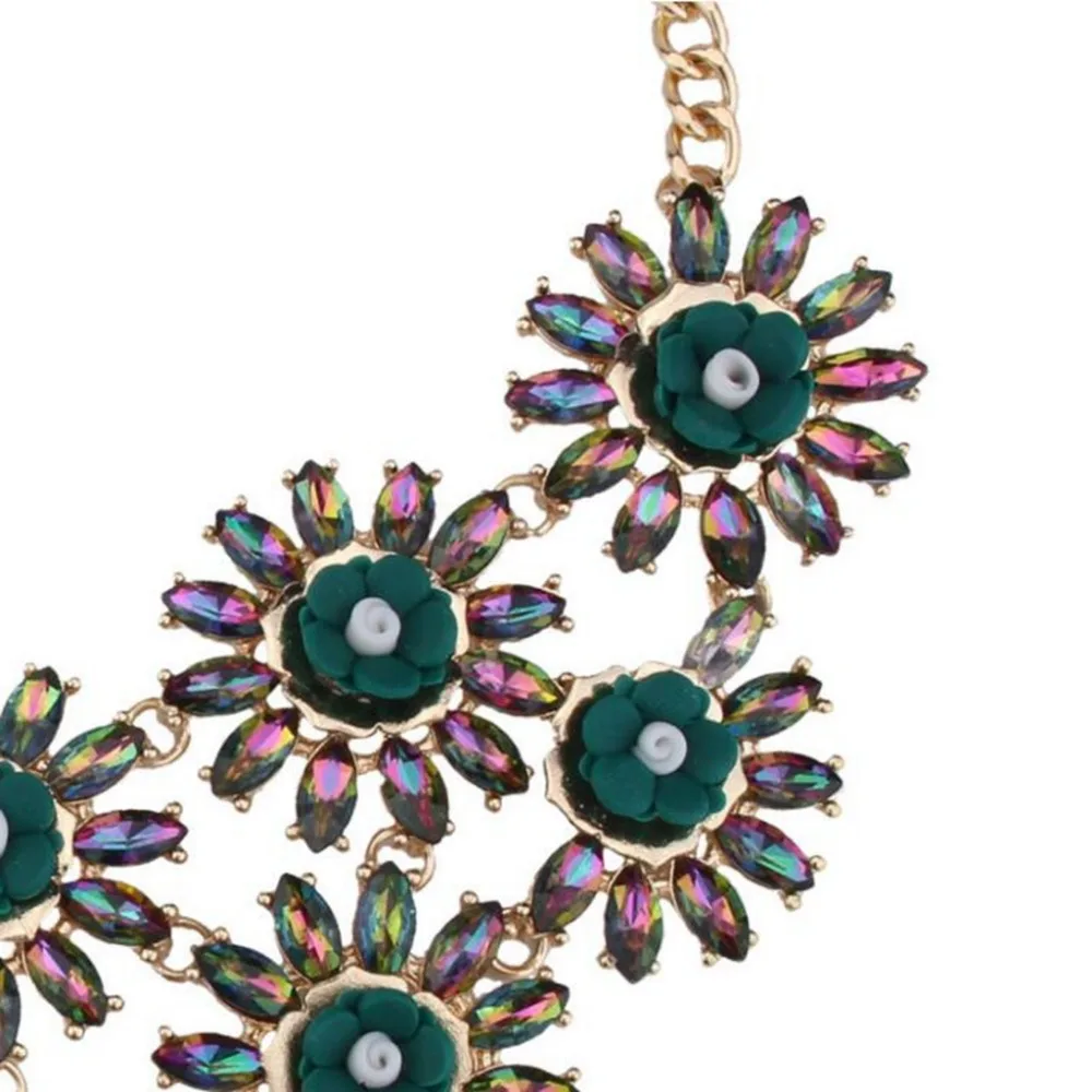Модный яркий хрустальный цветок эффектное ожерелье для женщин ожерелье-чокер с