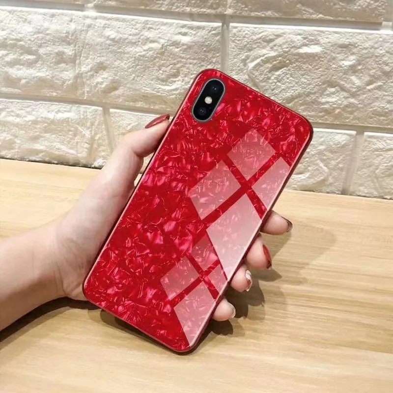Luxury Shockproof Tempered Glass mobile Phone Case For iPhone X XS Conch Cover Shell Max XR |
