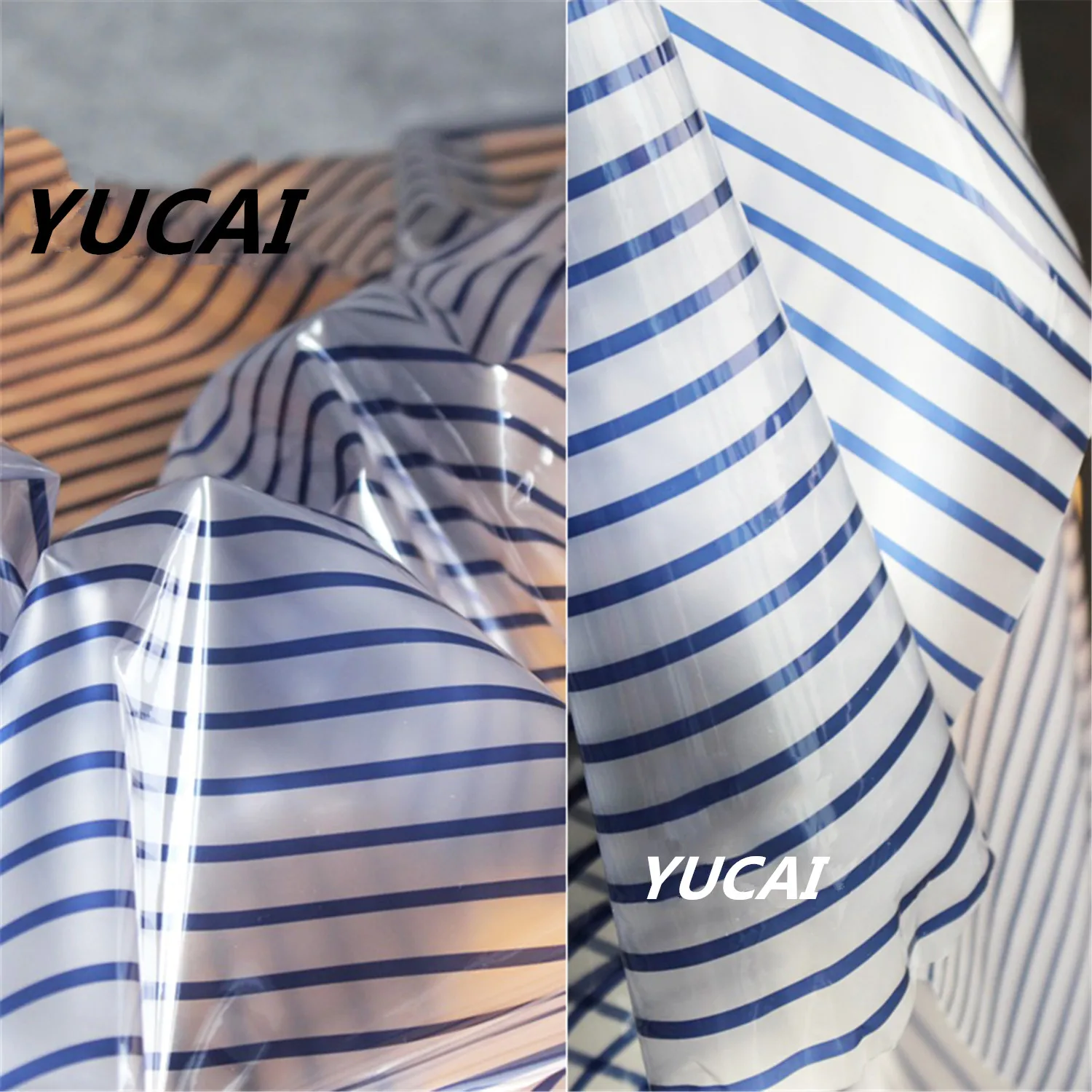 Водонепроницаемый прозрачный синий полосатый плащ из ТПУ-материала прозрачная