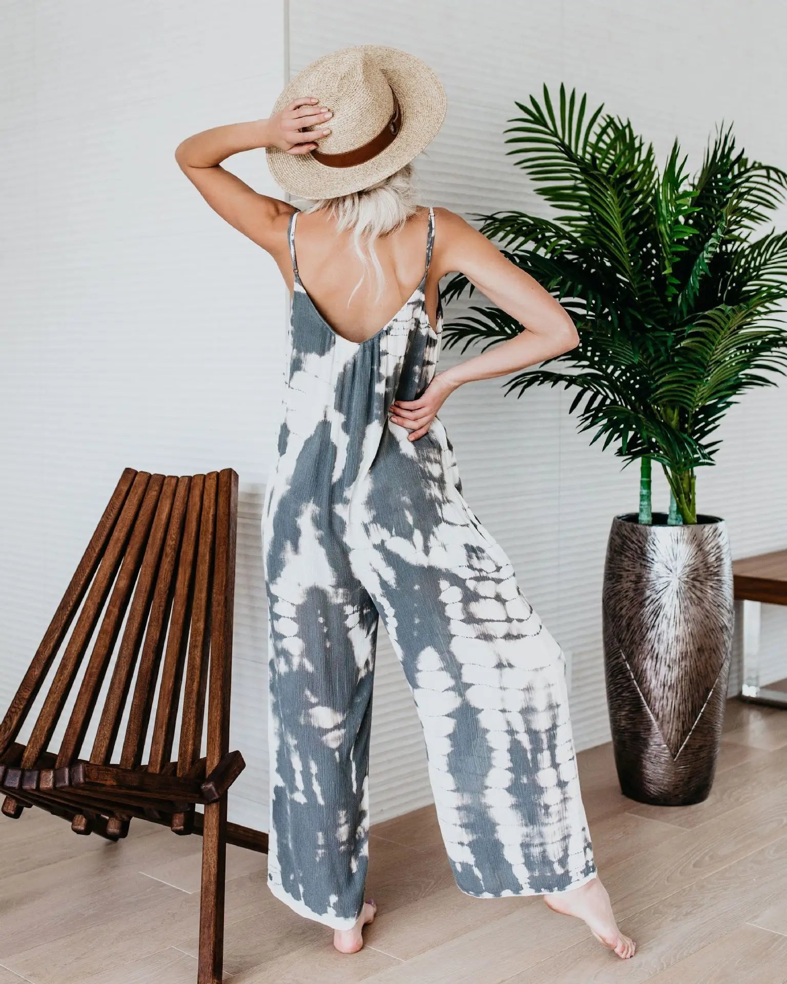 Office Lady Print Womens Jumpsuit Romper Fashion One Piece Playsuit Women O Neck Oversized Clothing | Женская одежда