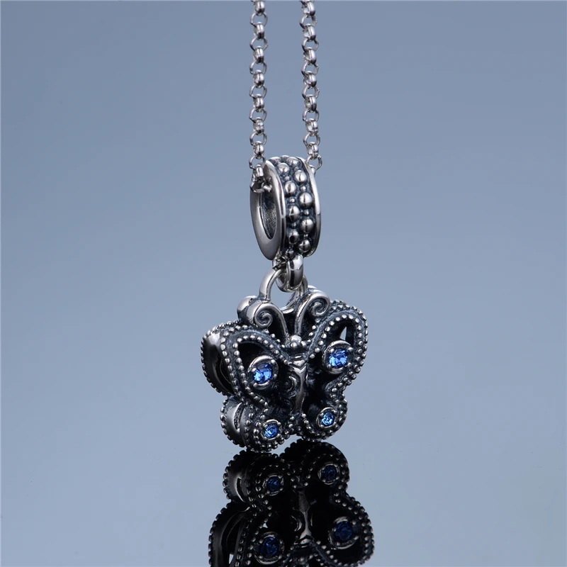 Серебро 925 ювелирные изделия бабочка очарование кулон подходит браслеты с