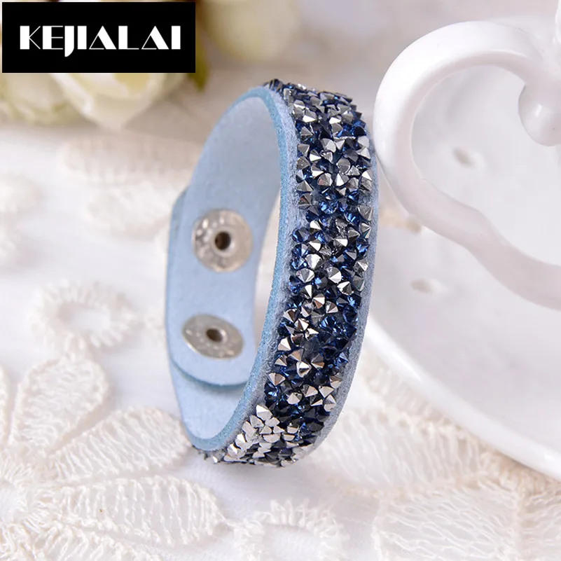 2017 Украшенные стразами Кожаные браслеты для Для женщин проложили блестящими