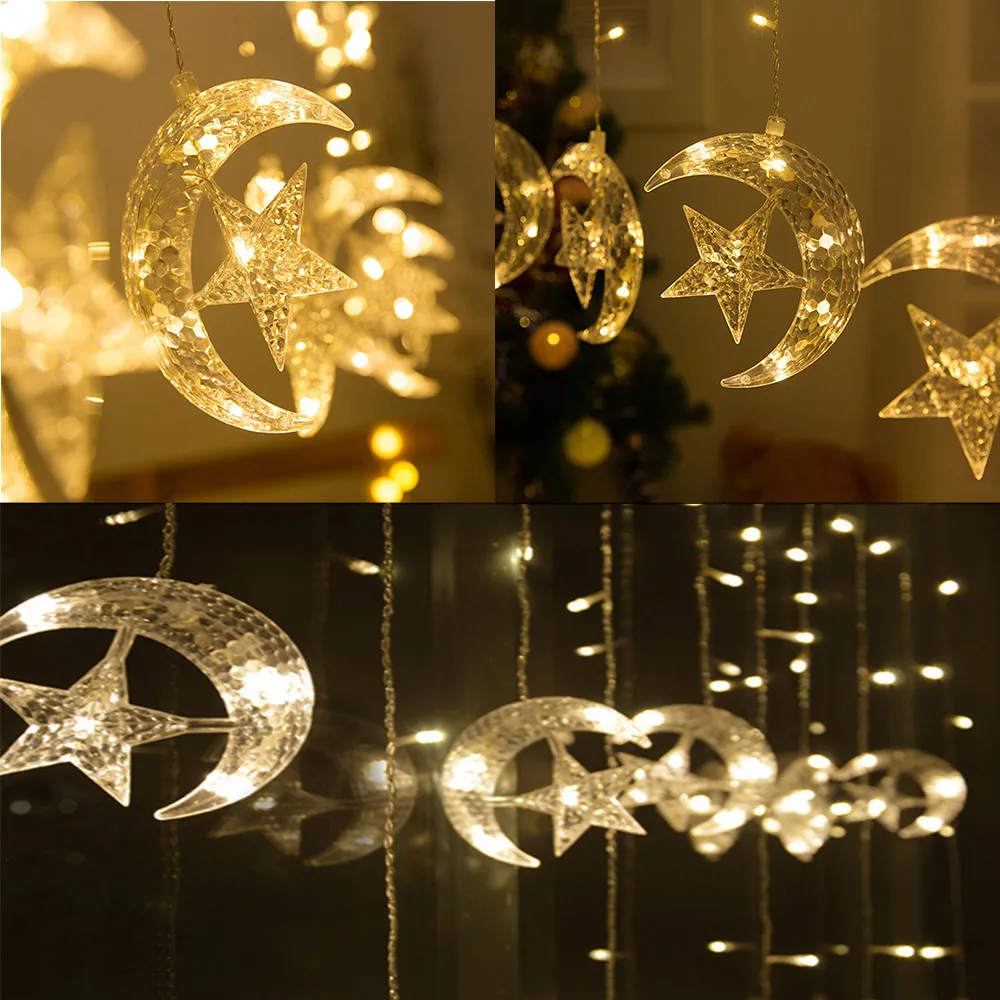Star Curtain String Lights LED Window Light Moon Drop Shipping | Лампы и освещение