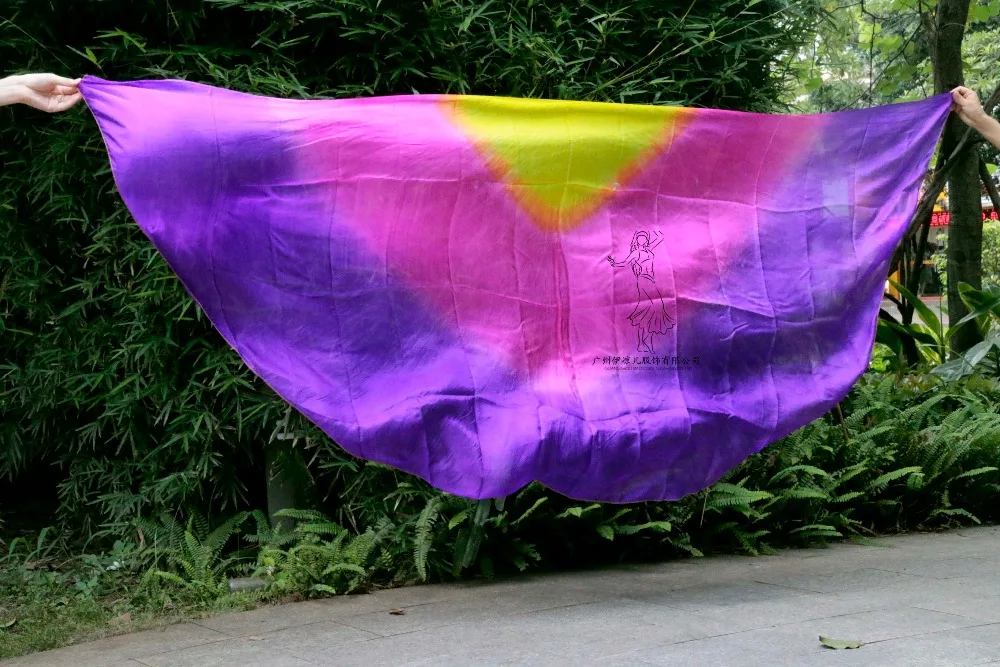 

2016 design 100% real silk belly dance veil, cheap dance veils, semicercle veil wholesale 250*114cmYellow Rose Purple