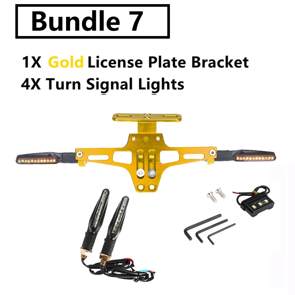 Gold with 4 Lights CNC мотоциклетные номерные знаки для мотоциклов кронштейн держатель с светодиодный светильник для Yamaha Mt09 FZ09 MT07 FZ07 MT 07 09 для ниндзя 400 Z900 Z1000 - Цвет: Gold with 4 Lights