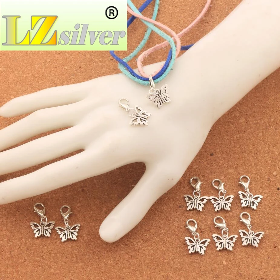 

Hollow Butterfly Animal Clasp European Lobster Trigger Clip On Charm Beads 15x25mm 31PCS Zinc Alloy C1108