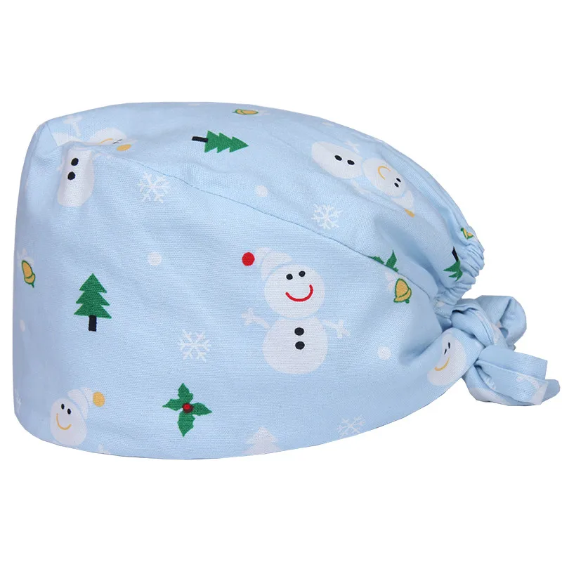 Cat Scrub Cap Синий снеговик Рождество Женская хирургическая Кепка медицинская Медицинская медицинская камуфляжная больничные шапочки Доктор Медсестры Рабочая шляпа стоматологическая клиника Стоматологическая шляпа - Цвет: Cat Scrub Cap