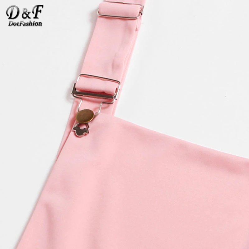Dotfashion плиссированное платье-сарафан на молнии сзади, новинка, розовый короткий сарафан, женская одежда на бретелях, однотонное платье без рукавов