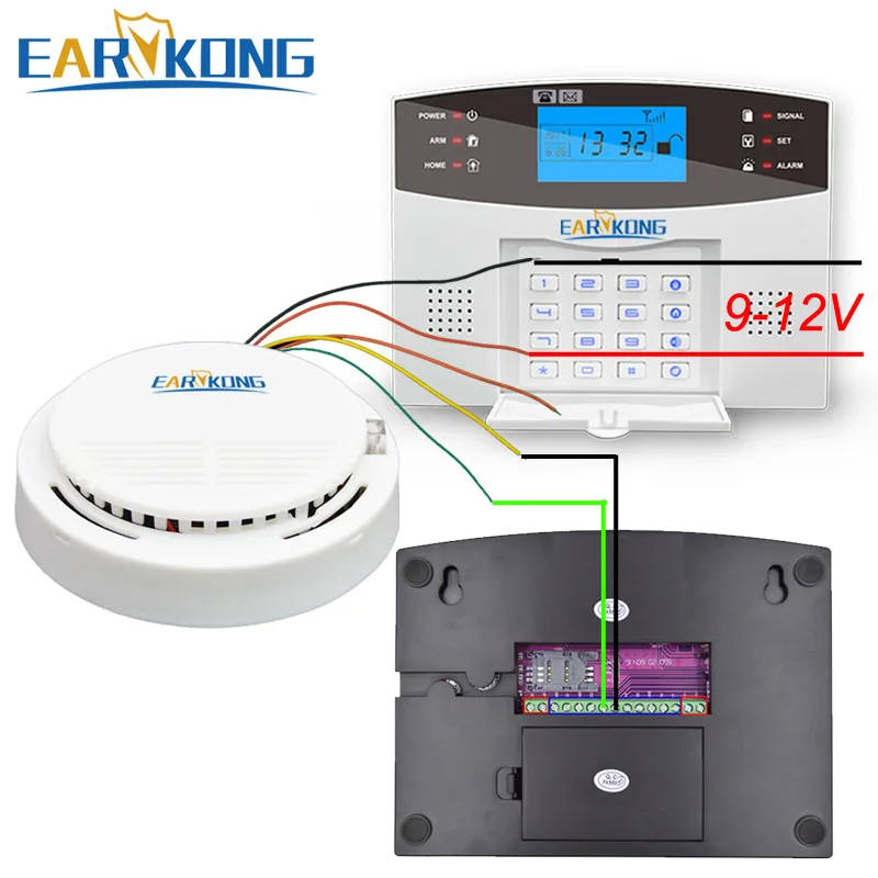 Проводной детектор дыма Earykong электронный датчик для дома GSM/Wifi/других систем - Фото №1