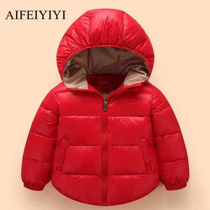 AIFEIYIYI Children's Winter Jackets Clothing Kids Girls Boys Short White Duck Down Thick Solid Color Warm Padded Coat XT2016 |