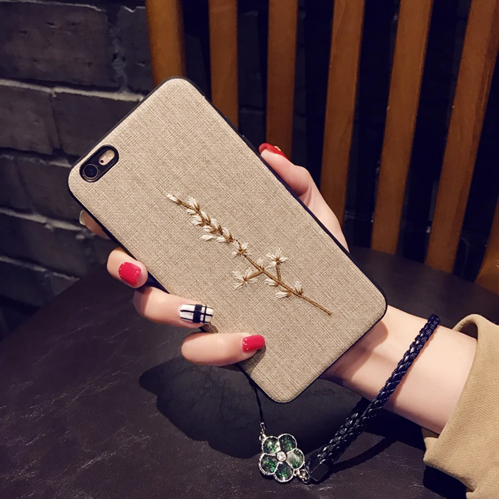 Case For Apple iPhone 7 6S 8 Plus 5 X 6 Floral Rose Pattern Embroidery Cover New Style All Inclusive Feel Comfortable Cute | Мобильные