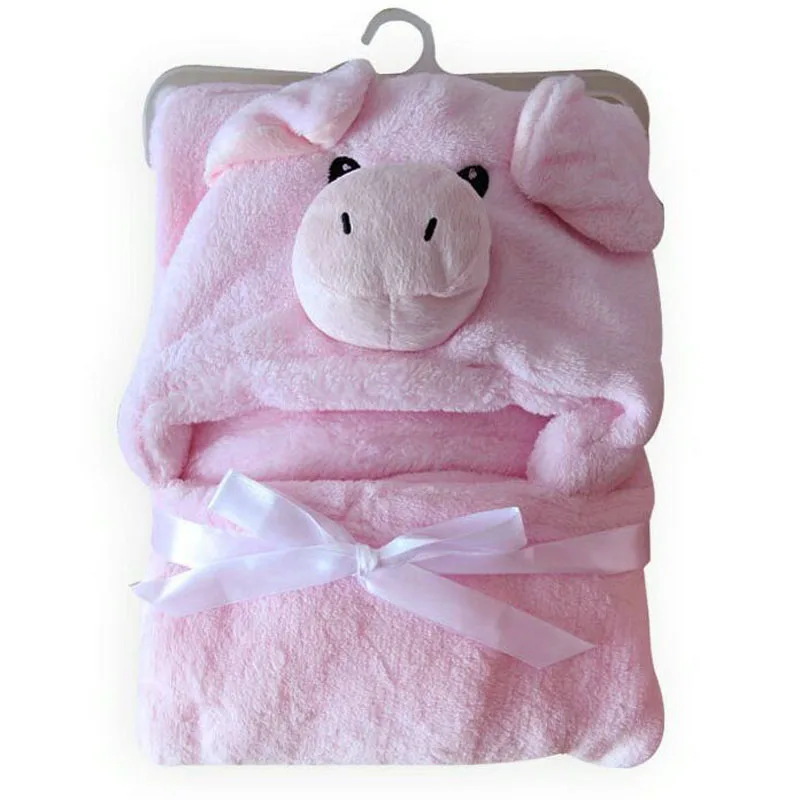 pinkpig Одеяло для новорожденного с капюшоном животных/детское банное полотенце/детский банный халат Плащ прекрасный мягкий спальный trq0005 - Цвет: pinkpig
