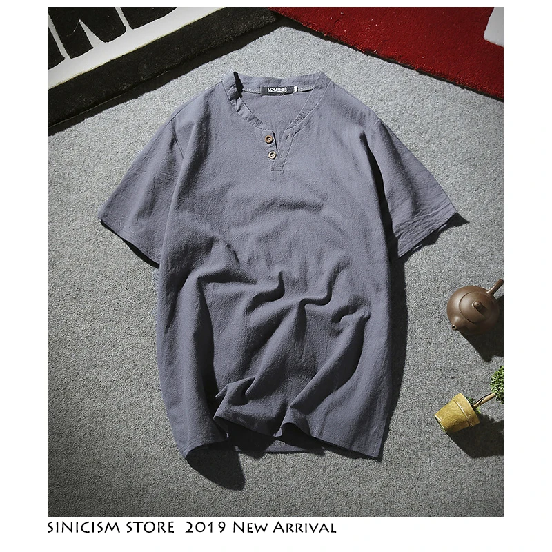 Sinicism Store 5XL мужская хлопковая льняная Футболка 2020 Летняя Повседневная футболка