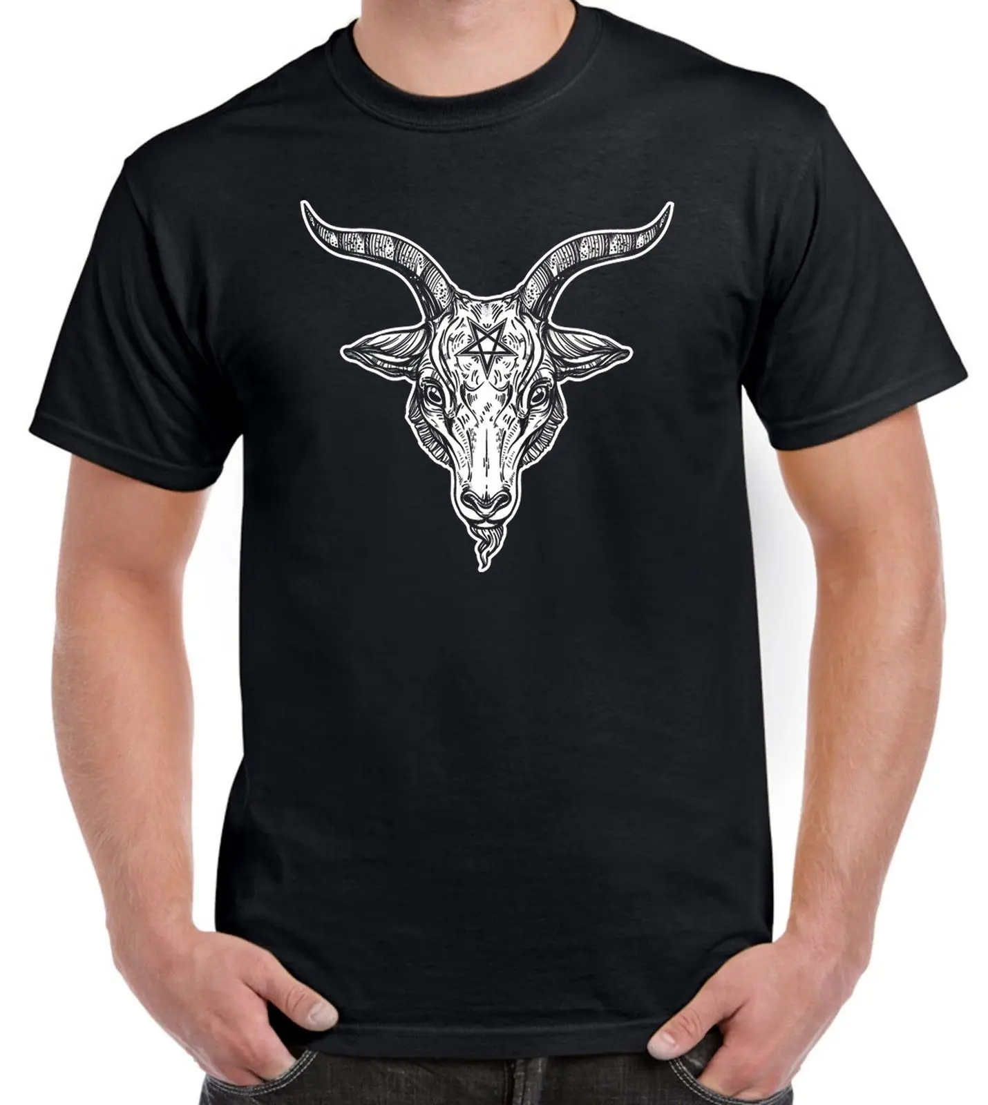 Мужская футболка с пентаграммой козой из Мендеса языческая Викка Baphomet Satanic