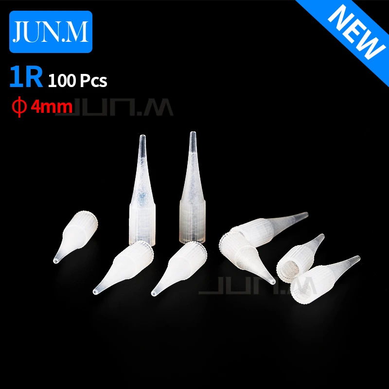 

100pcs/Lot Small Size 1R Tattoo Needle Tips Cap For Permanent Makeup Eyebrow Lips Needle Mouth Machine Long Nipples Caps Nozzle