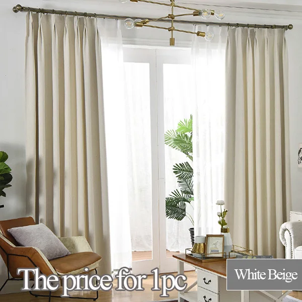 White beige JIANIW искусственная льняная однотонная затемненная занавеска s для гостиной Штора для затемнения комнаты для спальни портьеры жалюзи на заказ - Цвет: White beige