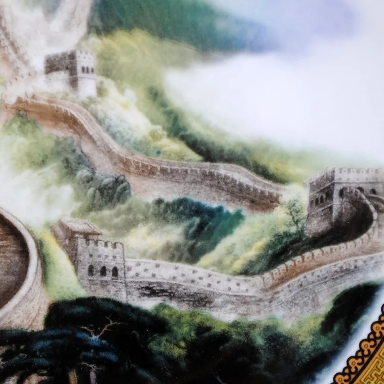 

2020 BEST business present office home house TOP Decor art # CHINA The Great Wall FENG SHUI porcelain plate
