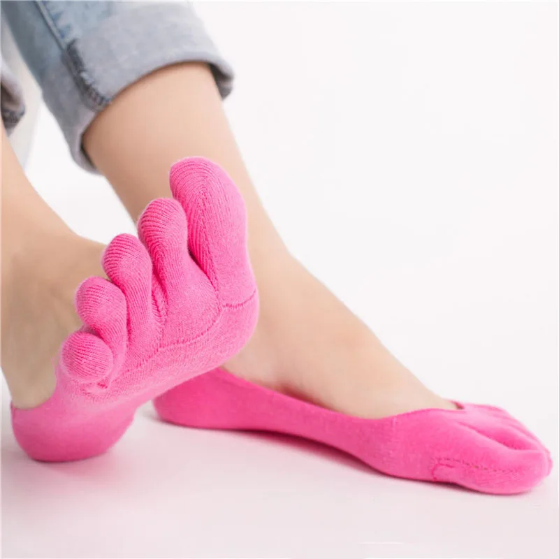 3 пары женские носки летние трендовые однотонные пять пальцев большой палец на