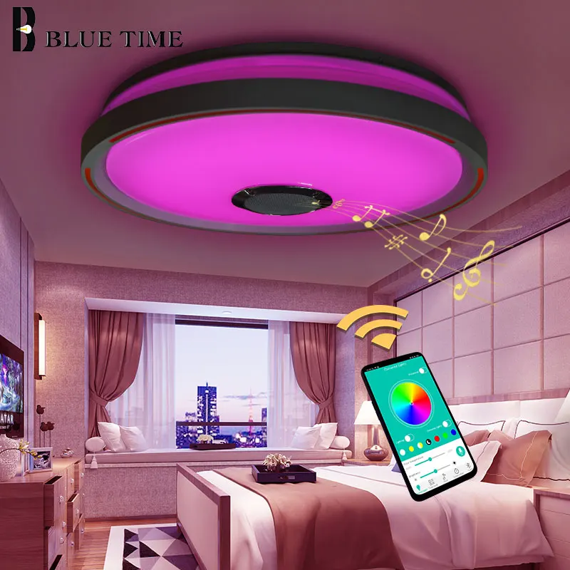 Светильник с Bluetooth современная светодиодная люстра 110 В 220 потолочный светильник